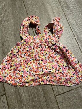 Old Navy Floral Ruffle-Strap Tank Top in Pink, Yellow & Blue